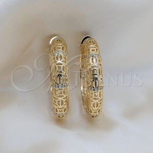 Argolla Huggie 02.204.0073.35 Oro Laminado, Diseño de File, con Blanca Micro Pave, Pulido, Tono Dorado