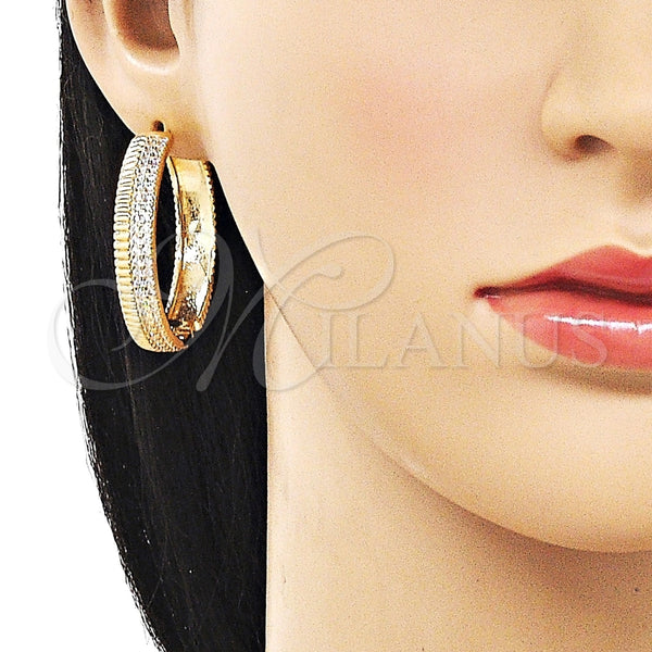 Argolla Huggie 02.204.0075.40 Oro Laminado, con Blanca Zirconia Cubica, Pulido, Tono Dorado