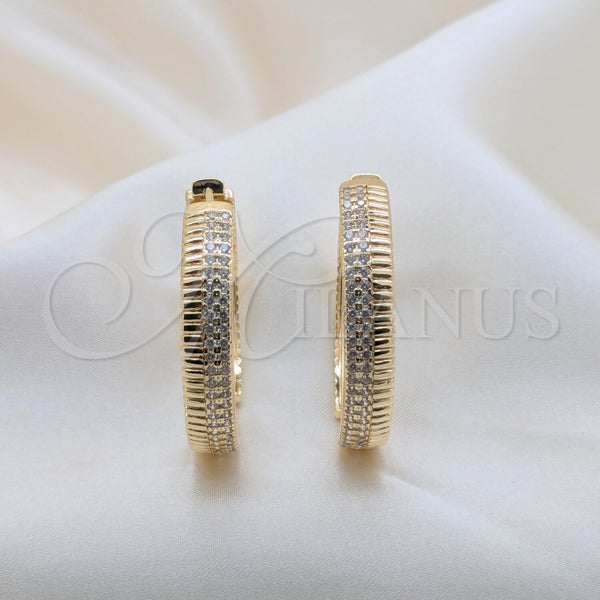 Argolla Huggie 02.204.0075.40 Oro Laminado, con Blanca Zirconia Cubica, Pulido, Tono Dorado