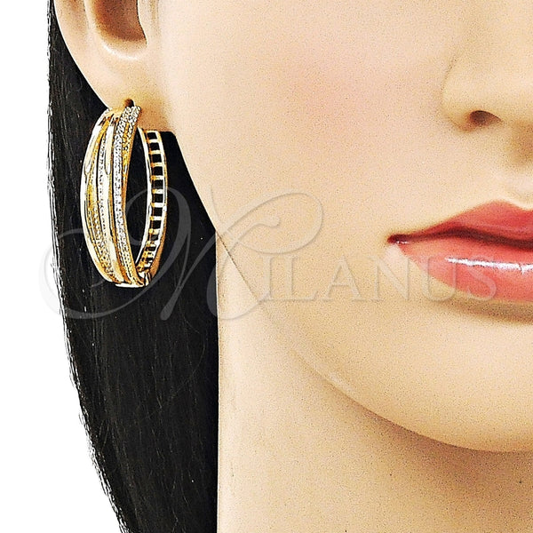 Argolla Huggie 02.204.0076.35 Oro Laminado, con Blanca Zirconia Cubica, Pulido, Tono Dorado