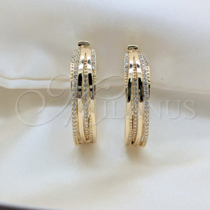 Argolla Huggie 02.204.0076.35 Oro Laminado, con Blanca Zirconia Cubica, Pulido, Tono Dorado