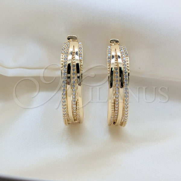 Argolla Huggie 02.204.0076.35 Oro Laminado, con Blanca Zirconia Cubica, Pulido, Tono Dorado