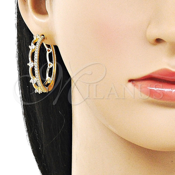 Argolla Huggie 02.204.0077.35 Oro Laminado, con Blanca Zirconia Cubica, Pulido, Tono Dorado