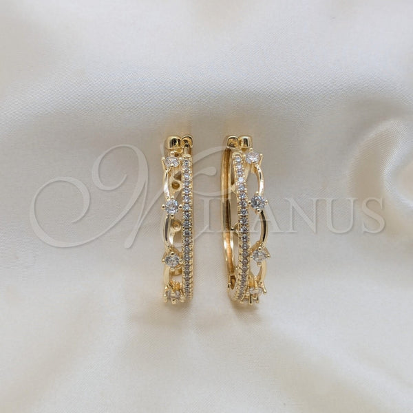 Argolla Huggie 02.204.0077.35 Oro Laminado, con Blanca Zirconia Cubica, Pulido, Tono Dorado