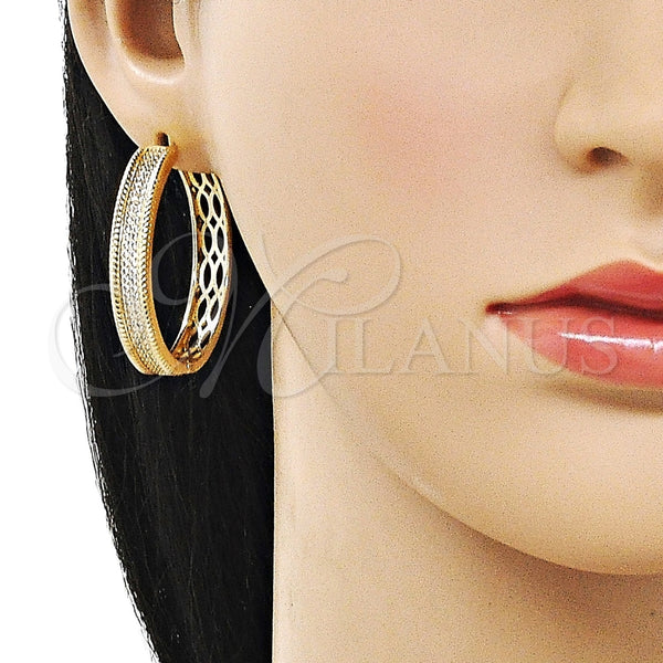 Argolla Huggie 02.204.0078.40 Oro Laminado, con Blanca Micro Pave, Pulido, Tono Dorado