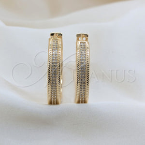 Argolla Huggie 02.204.0078.40 Oro Laminado, con Blanca Micro Pave, Pulido, Tono Dorado