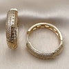 Argolla Huggie 02.204.0079.35 Oro Laminado, Diseño de Oja, con Blanca Zirconia Cubica, Pulido, Tono Dorado