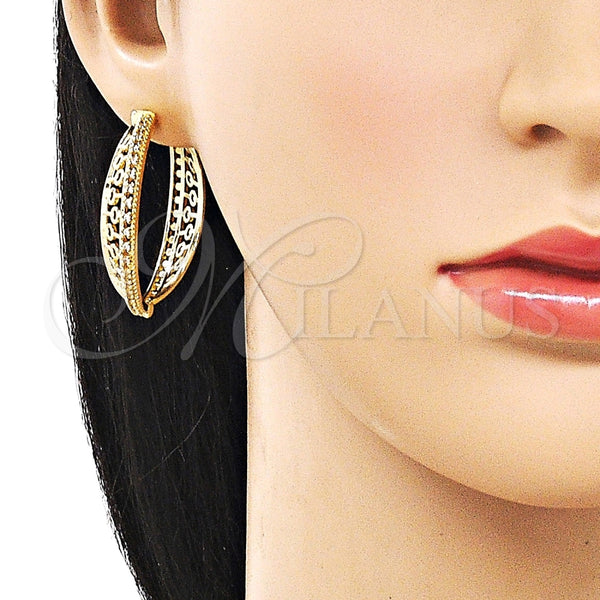Argolla Huggie 02.204.0080.35 Oro Laminado, con Blanca Zirconia Cubica, Pulido, Tono Dorado