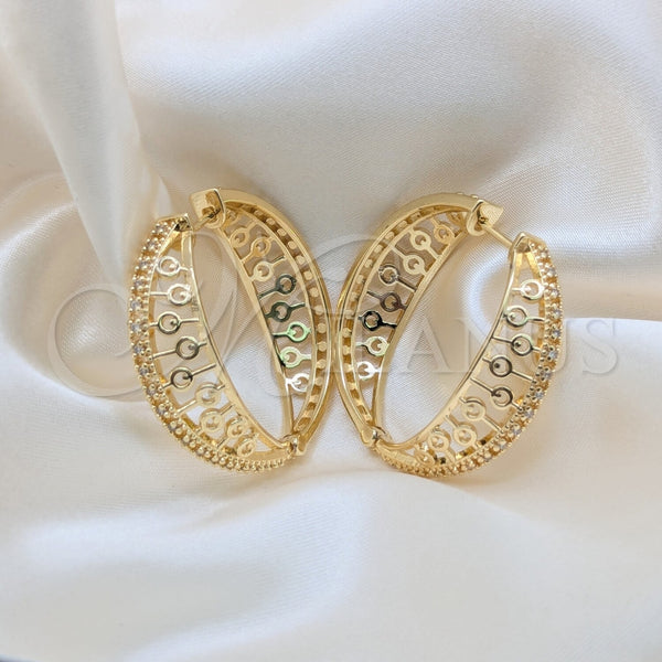Argolla Huggie 02.204.0080.35 Oro Laminado, con Blanca Zirconia Cubica, Pulido, Tono Dorado