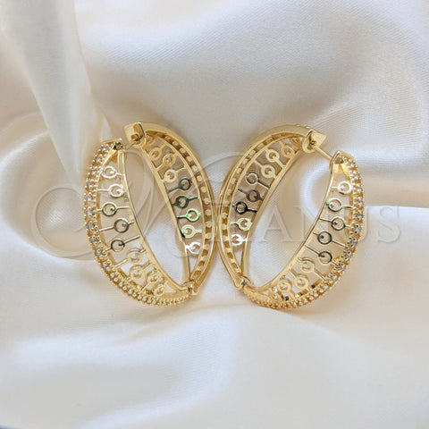Argolla Huggie 02.204.0080.35 Oro Laminado, con Blanca Zirconia Cubica, Pulido, Tono Dorado