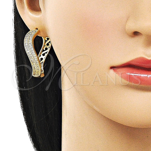 Argolla Huggie 02.204.0081.35 Oro Laminado, con Blanca Zirconia Cubica, Pulido, Tono Dorado