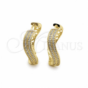Argolla Huggie 02.204.0081.35 Oro Laminado, con Blanca Zirconia Cubica, Pulido, Tono Dorado
