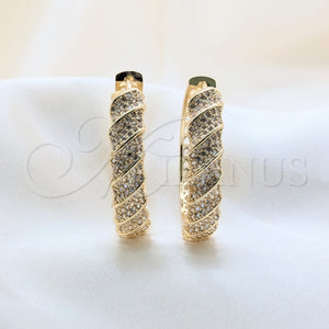 Argolla Huggie 02.204.0082.40 Oro Laminado, Diseño de Torcido, con Blanca Zirconia Cubica, Pulido, Tono Dorado