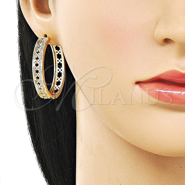 Argolla Huggie 02.204.0083.35 Oro Laminado, con Blanca Micro Pave, Pulido, Tono Dorado