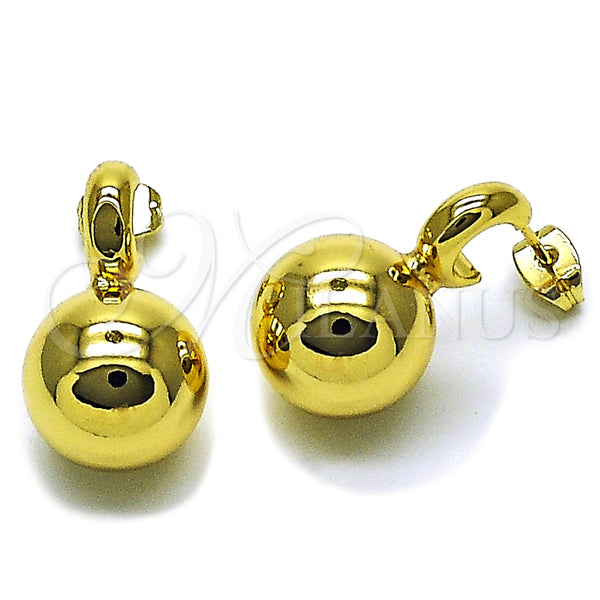 Arete Dormilona 02.282.0081 Oro Laminado, Diseño de Bola y Hueco, Pulido, Tono Dorado
