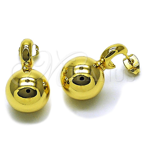 Arete Dormilona 02.282.0081 Oro Laminado, Diseño de Bola y Hueco, Pulido, Tono Dorado