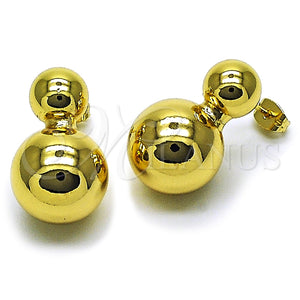 Arete Dormilona 02.282.0083 Oro Laminado, Diseño de Bola, Pulido, Tono Dorado