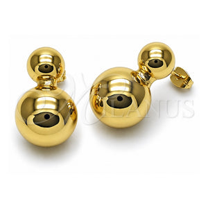 Arete Dormilona 02.282.0083 Oro Laminado, Diseño de Bola, Pulido, Tono Dorado