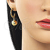 Arete Colgante 02.282.0086 Oro Laminado, Diseño de Bola, Pulido, Tono Dorado