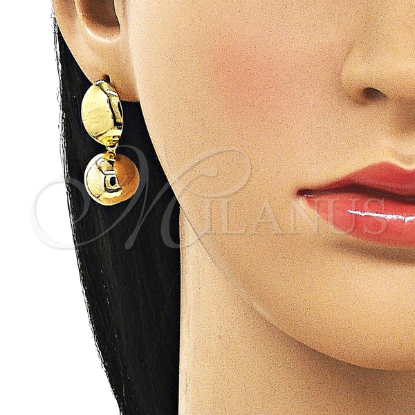 Arete Colgante 02.282.0090 Oro Laminado, Diseño de Bola, Pulido, Tono Dorado