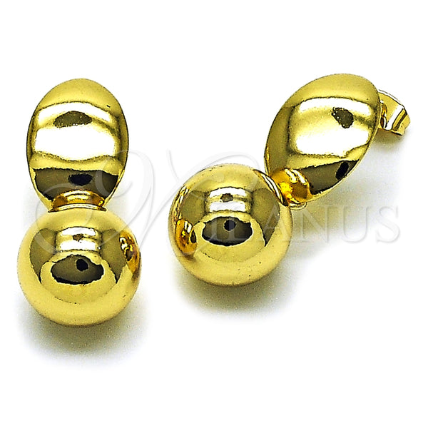 Arete Colgante 02.282.0090 Oro Laminado, Diseño de Bola, Pulido, Tono Dorado