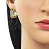 Argolla Huggie 02.283.0331.20 Oro Laminado, con Blanca Micro Pave, Pulido, Tono Dorado