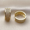 Argolla Huggie 02.283.0331.20 Oro Laminado, con Blanca Micro Pave, Pulido, Tono Dorado