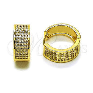 Argolla Huggie 02.283.0331.20 Oro Laminado, con Micro Pave Blanca, Pulido, Tono Dorado