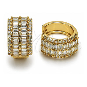 Argolla Huggie 02.283.0334.20 Oro Laminado, Diseño de Baguette, con Zirconia Cubica Blanca, Pulido, Tono Dorado