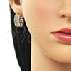 Argolla Huggie 02.283.0337.20 Oro Laminado, Diseño de Baguette, con Blanca Zirconia Cubica, Pulido, Tono Dorado