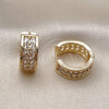 Argolla Huggie 02.283.0337.20 Oro Laminado, Diseño de Baguette, con Blanca Zirconia Cubica, Pulido, Tono Dorado