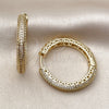 Argolla Huggie 02.283.0341.30 Oro Laminado, con Blanca Micro Pave, Pulido, Tono Dorado