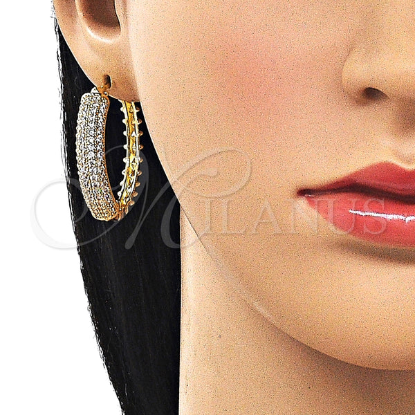 Argolla Huggie 02.283.0342.35 Oro Laminado, con Blanca Zirconia Cubica, Pulido, Tono Dorado
