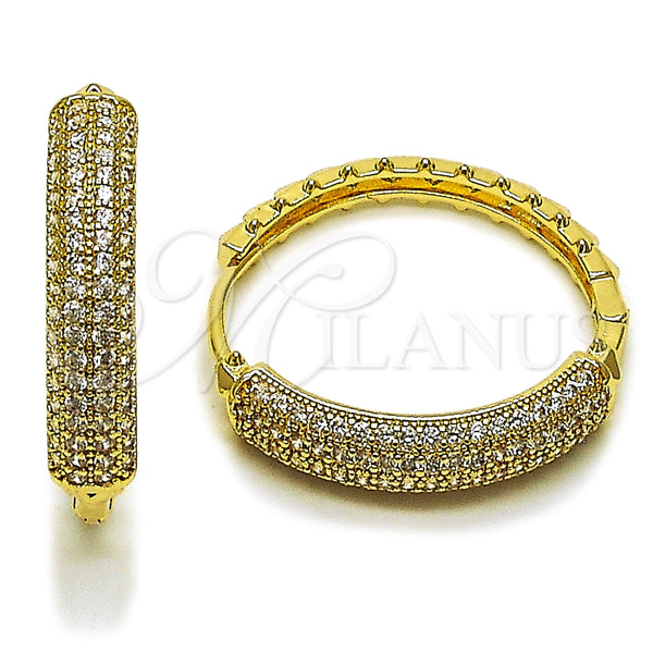 Argolla Huggie 02.283.0342.35 Oro Laminado, con Blanca Zirconia Cubica, Pulido, Tono Dorado