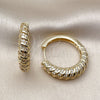 Argolla Huggie 02.283.0343.30 Oro Laminado, con Blanca Zirconia Cubica, Pulido, Tono Dorado