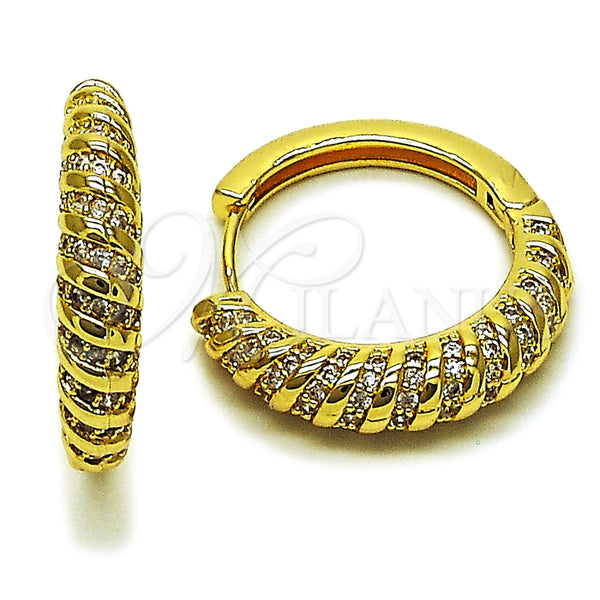 Argolla Huggie 02.283.0343.30 Oro Laminado, con Blanca Zirconia Cubica, Pulido, Tono Dorado