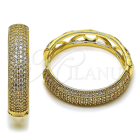 Argolla Huggie 02.283.0344.35 Oro Laminado, con Blanca Zirconia Cubica, Pulido, Tono Dorado