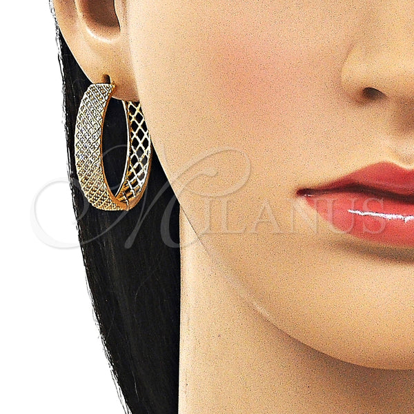 Argolla Huggie 02.283.0345.35 Oro Laminado, con Blanca Zirconia Cubica, Pulido, Tono Dorado