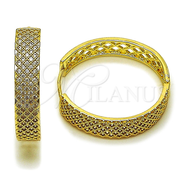Argolla Huggie 02.283.0345.35 Oro Laminado, con Blanca Zirconia Cubica, Pulido, Tono Dorado