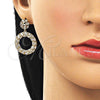 Arete Colgante 02.283.0348 Oro Laminado, Diseño de Baguette y Cluster, con Blanca Zirconia Cubica, Pulido, Tono Dorado