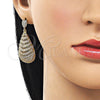 Arete Colgante 02.283.0354 Oro Laminado, Diseño de Gota, con Zirconia Cubica Blanca, Pulido, Tono Dorado