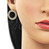 Arete Dormilona 02.213.0862 Oro Laminado, Diseño de Rope, con Blanca Micro Pave, Pulido, Tono Dorado