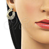 Arete Dormilona 02.213.0863 Oro Laminado, Diseño de Gota, con Blanca Micro Pave, Pulido, Tono Dorado