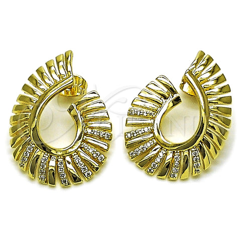 Arete Dormilona 02.213.0863 Oro Laminado, Diseño de Gota, con Blanca Micro Pave, Pulido, Tono Dorado