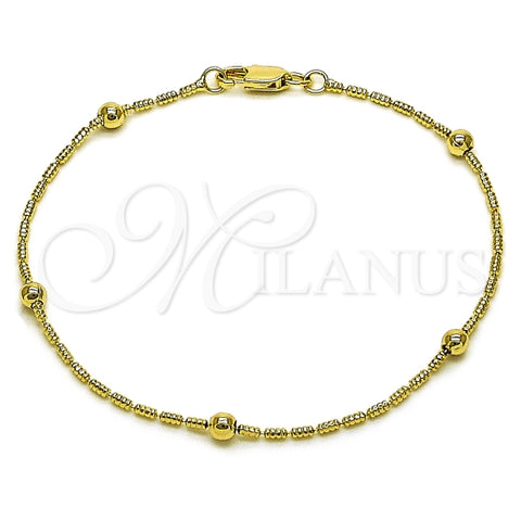 Pulsera Básica 04.213.0362.07 Oro Laminado, Diseño de Bola, Diamantado, Dorado