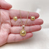 Juego de Arete y Dije de Adulto 10.342.0269 Oro Laminado, Diseño de Torcido y Nudo, Pulido, Tono Dorado