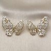 Arete Dormilona 02.436.0014 Oro Laminado, Diseño de Mariposa y Gota, con Blanca Zirconia Cubica, Pulido, Tono Dorado