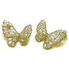 Arete Dormilona 02.436.0014 Oro Laminado, Diseño de Mariposa y Gota, con Blanca Zirconia Cubica, Pulido, Tono Dorado