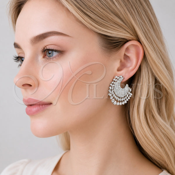 Arete Dormilona 02.436.0019 Oro Laminado, Diseño de Gota, con Zirconia Cubica Blanca, Pulido, Tono Dorado