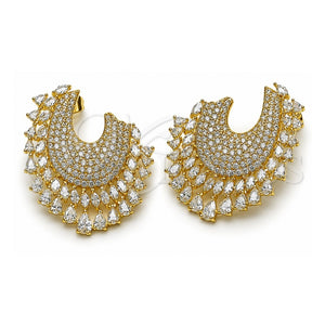 Arete Dormilona 02.436.0019 Oro Laminado, Diseño de Gota, con Zirconia Cubica Blanca, Pulido, Tono Dorado